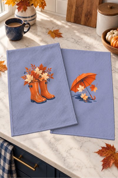 Evmila Rainy Harvest Boots and Umbrella Lavender-Patterned Digitally Printed ...