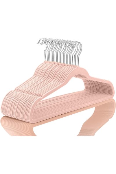 GENERAL 100-Pack Pink Velvet Clothes Hangers – Heavy-Duty Non-Slip Hangers fo...