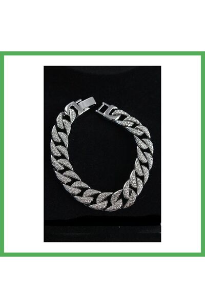 Nur store Çanta Cuba Gourmet Modal Men's Bracelet with Rice-Cut Zircon Stones...