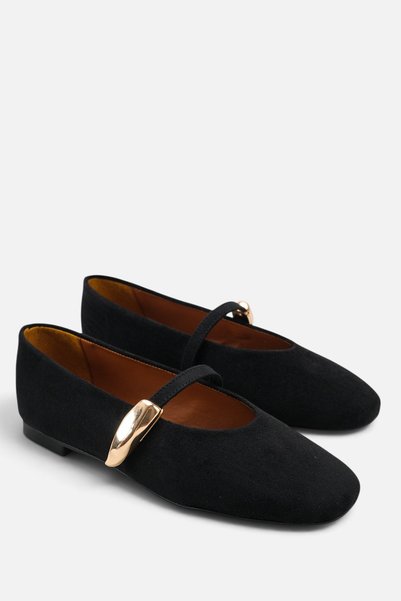Liza Shoes حذاء باليرينا نسائي من الجلد المدبوغ بحزام علوي، موديل A003-K27141.