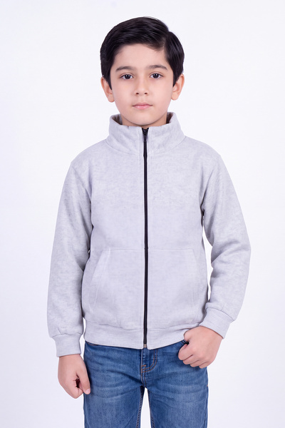 FYK COLLECTİON Boys' 3-Ply Mock Neck Zipper Sweatshirt with Two Zippered Pockets