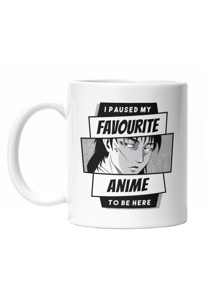 INOVATIX Cana personalizată albă, Personaj anime Privire Directă, Am oprit an...