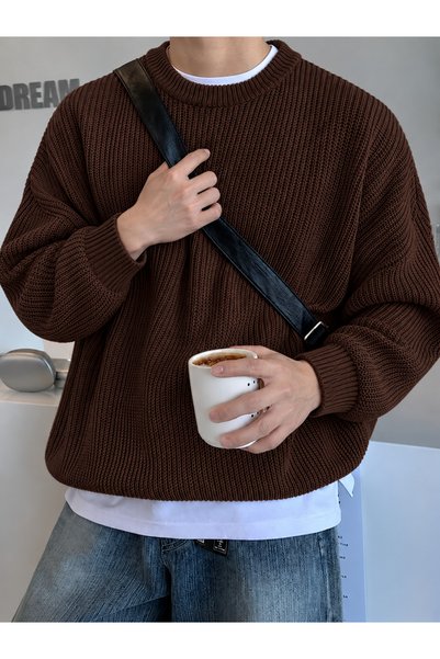 FAVORİST Basic Men’s Crew Neck Relaxed-Fit Knit Sweater ZS-05