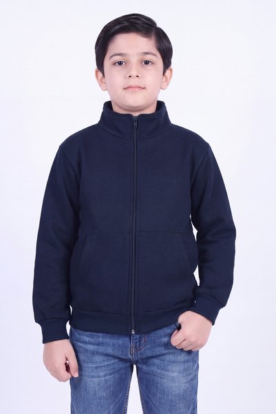 FYK COLLECTİON Boys' 3-Ply Mock Neck Zipper Sweatshirt with Two Zippered Pockets