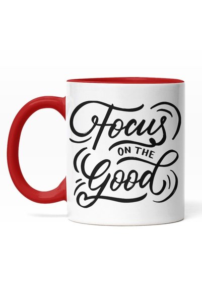 INOVATIX Personalized white mug, Focus On The Good, Be Positive, Ambitions, G...