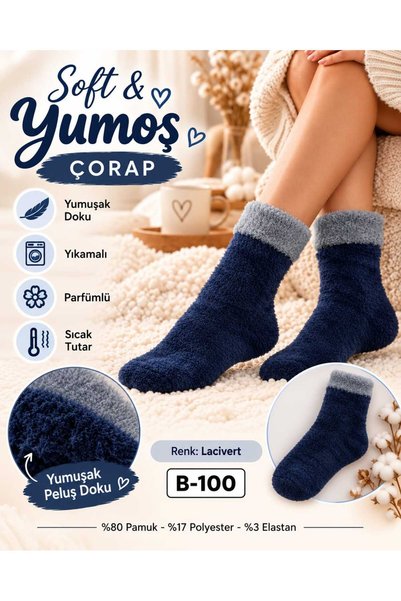 Kadın Kürklü Peluş Ev Çorabı