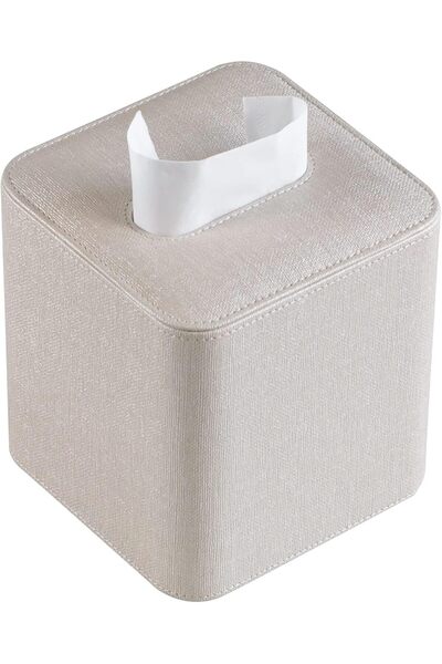 EXCEFORE Tissue Box Cover Square, PU Leather Facial Tissue Box Holder - Magne...