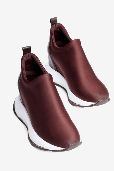 Mubiano Women's Stretch Sneakers with Hidden Heels and Thick Soles, Tulea Brown