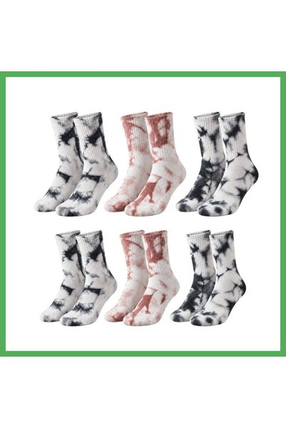 Nur store Çanta Unisex Batik Print Socks, 6-Pack, Cotton, Long Socks, Casual,...