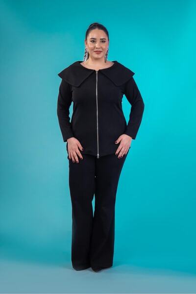 Roxxlen Women's Large Size Blouse with Lapel Detail