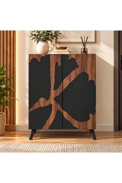 N.zone Modern Multi-Functional 2-Door Storage Cabinet with Luxurious Modern D...