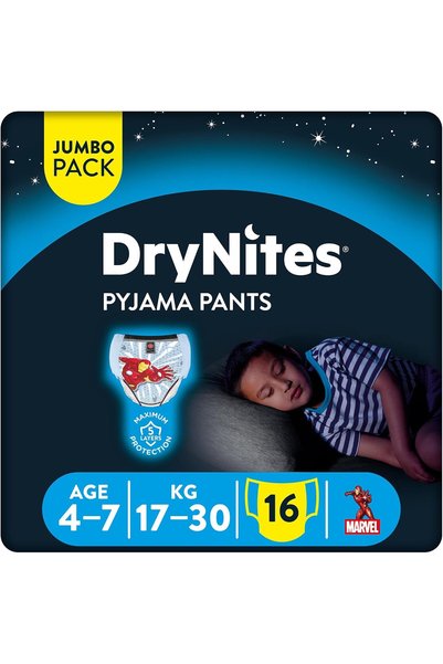 Huggies DryNites Pyjama Pants, 4-7 years, Bed Wetting Diaper, Boys, 17-30 kg,...