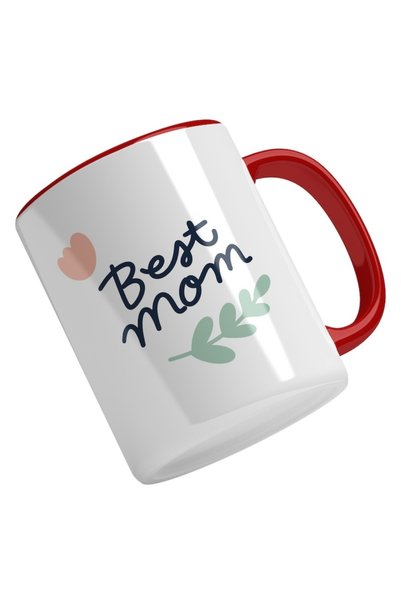 INOVATIX Cana alba personalizata,Best Mother,Floare,Frunza Verde,Cea Mai Buna...