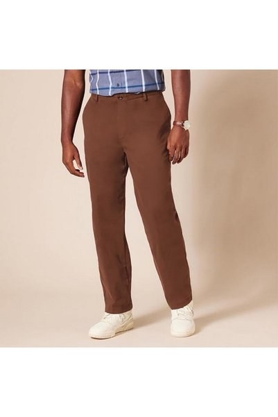 OEM Ανδρικό παντελόνι chino κλασικής γραμμής, αντιρυτιδικό, καφέ, 38WX34L