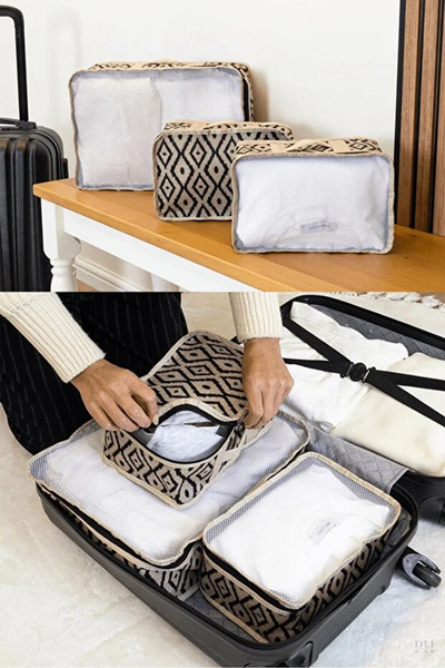 Tasarım BOHE 3-Piece Suitcase Organizer Travel Bag Organizer