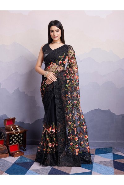 ViViRaSmi Premium Soft Net Embroidery Saree| Fall and Pico Stitched | Viviras...