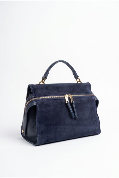 LuviShoes VINCE Navy Suede Genuine Leather Women's Shoulder Bag
