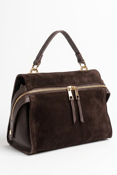 LuviShoes VINCE Brown Suede Genuine Leather Women's Shoulder Bag