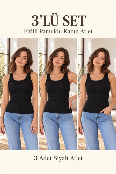 Erdenay Tekstil Basic Women's Cotton Tank Top with Corded Fabric Hem and Thic...