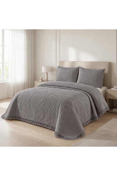 Nest Touch İlay Dantelli Ultrasonik Kapitoneli Battal Boy Yatak Örtüsü 240x26...