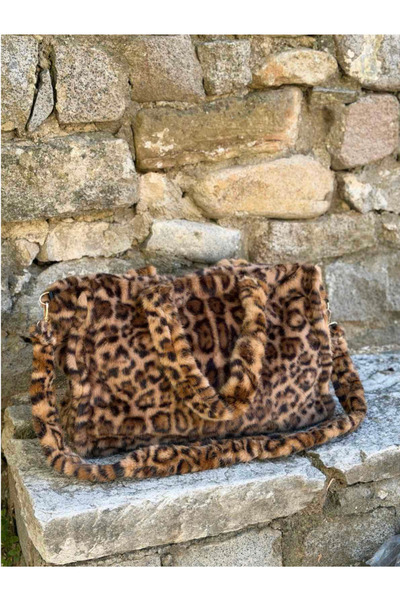 AngelsAccessories Γυναικεία Γούνινη Τσάντα Tote Oversized με Animal Print