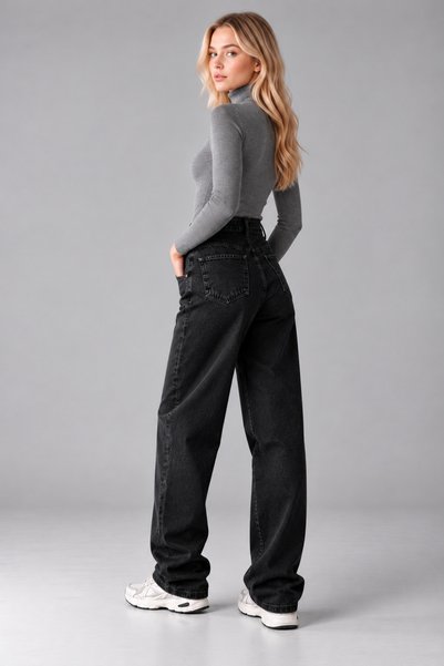 OnPelin jeans ARKA KEMER TOKALI BOL PAÇA BAGGY
