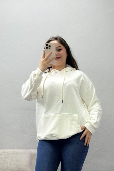 BELENDİR Women's 3-Ply Seamless Sweatshirt, Ecru