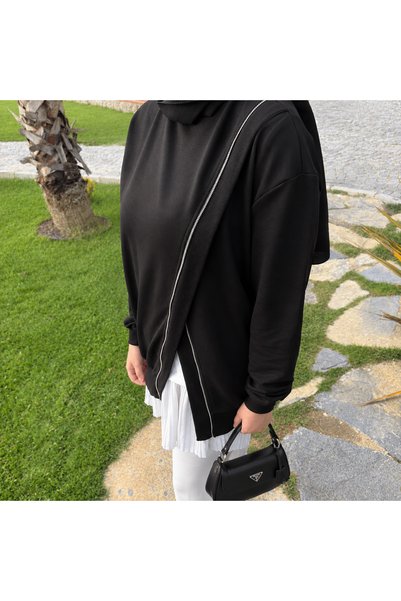 Asimetrik Fermuarlı Sweatshirt