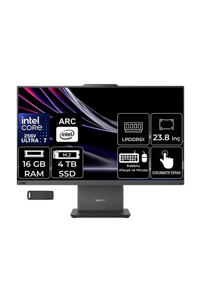 LENOVO ThinkCentre Neo 50a Gen 6 Intel Core Ultra 7 256V 16GB RAM 4TB SSD 23.8" FHD 99% sRGB Multi-Touch FreeDOS 13QH000XTRP305 All in One Bilgisayar + PER4 USB Bellek