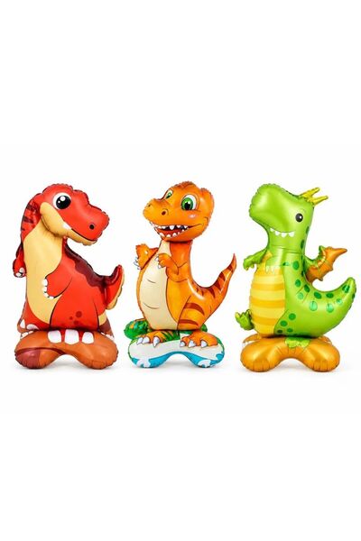 parti sürprizi Standing Dinosaur 3-Piece Foil Balloon Set