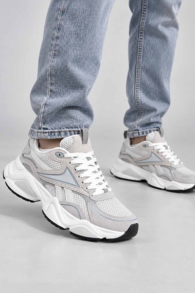Reebok Men's Casual Sneakers, White and Gray Retro Sneakers, Walking Shoes