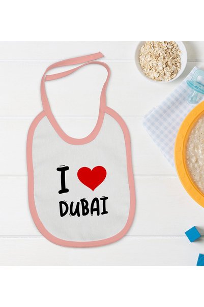 Bk Gift BK Kids "I Love Dubai" Pink Baby Bib - Model 1