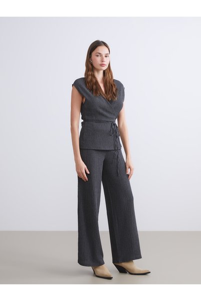 LC Waikiki Nevavm Farkıyla Lcw Vision Anthracite Raschel Straight Loose & Wid...
