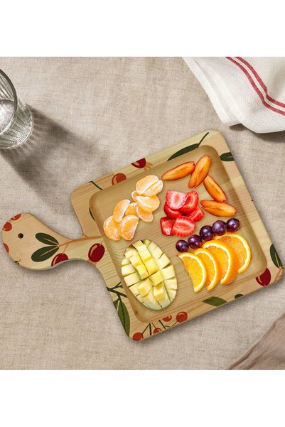 Bk Gift Square-Shaped Natural Wood Serving and Presentation Plate with Fruit ...
