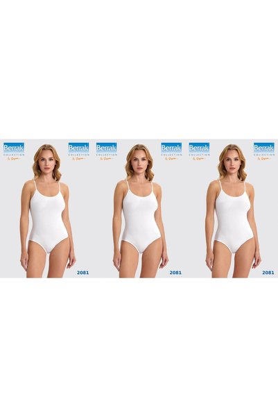 MZBLUE SOCKS Berrak Women's WHITE String-Strap Snap-Front Bodysuit, Set of 3