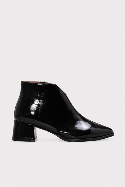 FAST STEP Genuine Leather 210DZA7071 Black Patent Leather Women's Chunky-Heel...