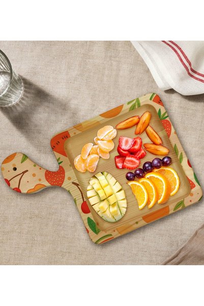 Bk Gift Square-Shaped Natural Wood Serving and Presentation Plate with Fruit ...