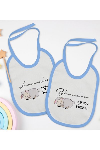 Bk Gift BK Kids "Grandma and Grandpa" Design Blue Bib Set of 2 - 1