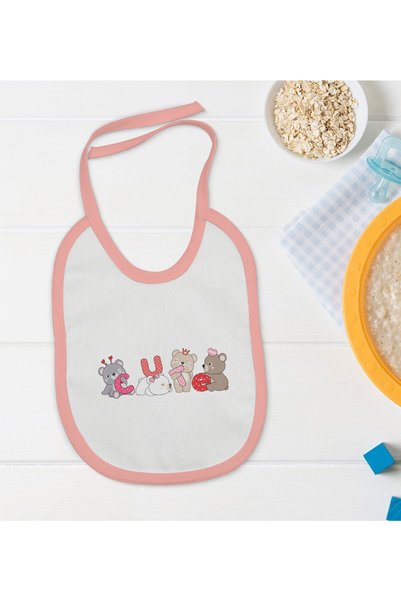 Bk Gift BK Kids Cute Designed Pink Baby Food Bib-2