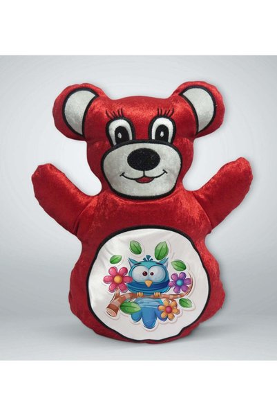 Bk Gift وسادة على شكل دب أحمر بتصميم البومة - 1