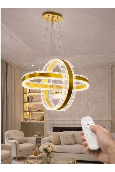 Generic Brand AL THURAYAT Modern Gold LED Ceiling Chandelier 50cm – Interlock...
