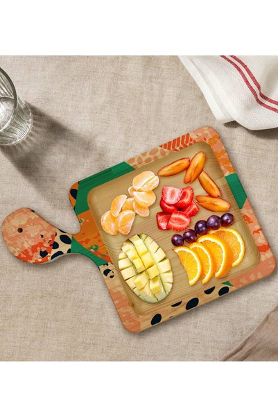 Bk Gift Modern Art-Inspired Square-Shaped Natural Wood Serving and Presentati...