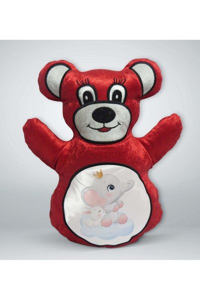 Bk Gift وسادة على شكل دب أحمر بتصميم لطيف للفيل والأرنب - 3