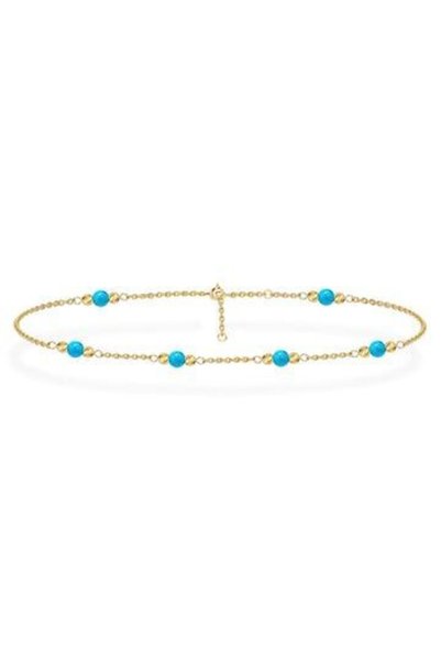 Jewelivery , Anklet, 18KT Yellow Gold A1YK6, Adjustable Chain 22–24–26cm, Cla...