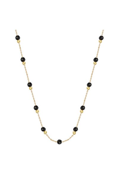 Jewelivery 18Kt Gold Long Necklace with Black Onyx N1YK64