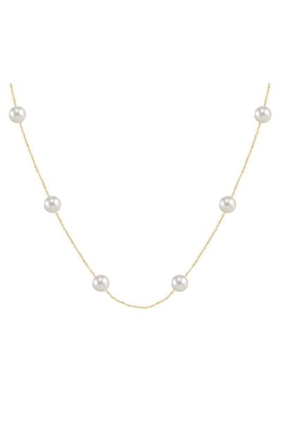 Jewelivery , Chain Necklace, Cultured Pearls, Length 51cm, Elegant Design