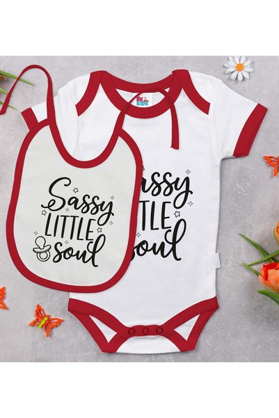 Bk Gift BK Kids "Sassy Little Soul" Design Red Baby Bodysuit and Bib Gift Set...