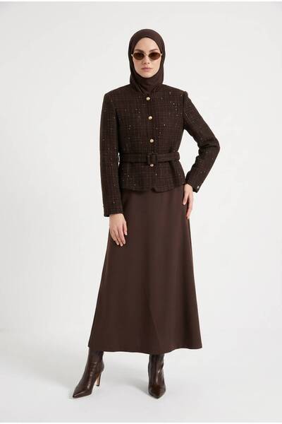 Armine Trendy Full-Length Sleeveless Dress with Tweed Jacket, Cotton Slim Fit...