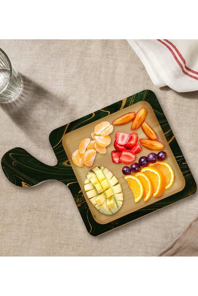 Bk Gift Square-Shaped Natural Wood Serving and Presentation Plate with Marble...