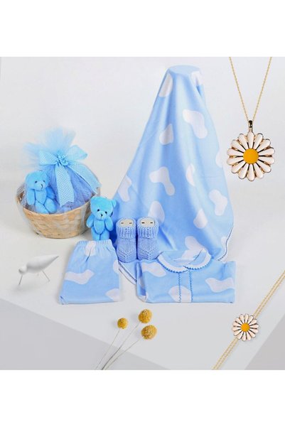 Bk Gift Daisy Necklace and Bracelet Set and Welcome Baby Boy Gift Set